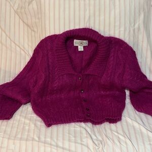 Elegant Magenta Vintage  Cardigan Sweater